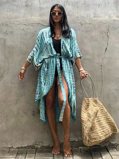 Tie Dye Stripe Swimsuit Cover Ups