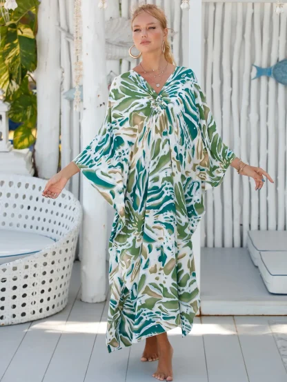 Plant Printed Dress Swimsuit Cover Up - Image 6