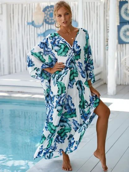 Tropical Print Dress Swimsuit Cover Up - Image 2