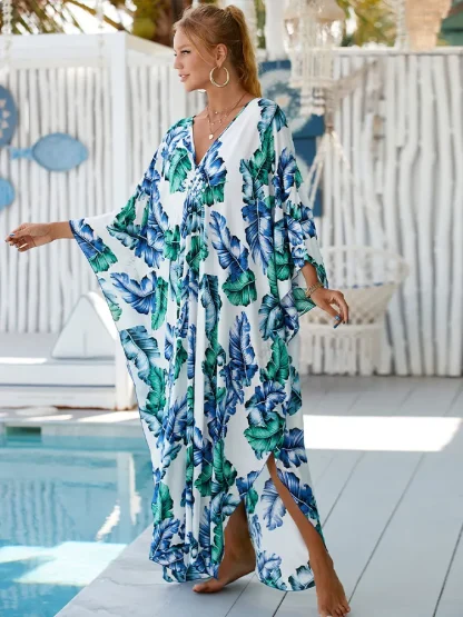 Tropical Print Dress Swimsuit Cover Up - Image 3