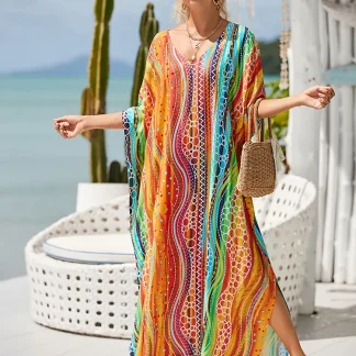 Colorful Tunic Dress Swimsuit Cover Up