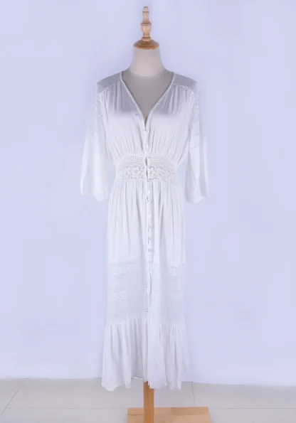V-neck Robe Solid Swimsuit Cover Up - Image 5