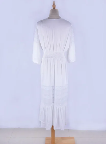 V-neck Robe Solid Swimsuit Cover Up - Image 6