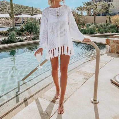 Tassel Hollow Out Swimsuit Cover Up