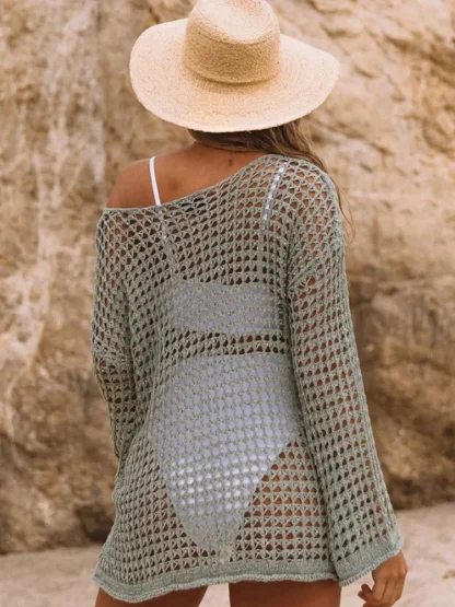 Fishnet Slash Neck Swimsuit Cover Up - Image 3