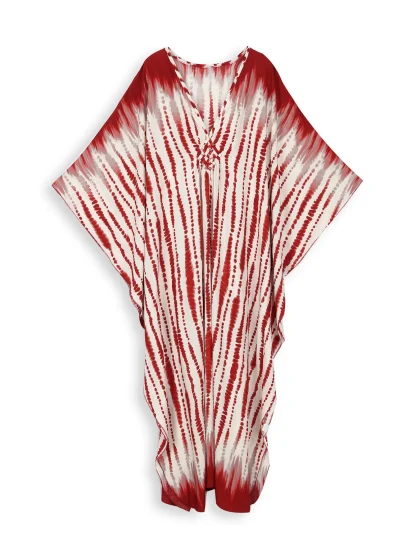 V-neck Tie Dye Dress Swimsuit Cover Ups - Image 7