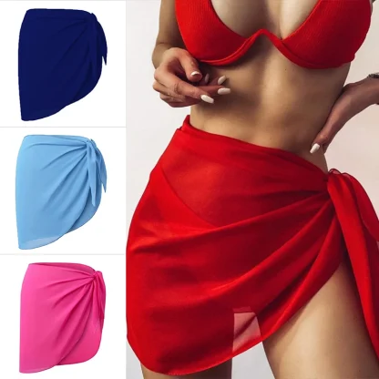 See-through Wrap Skirt Swimsuit Cover Ups - Image 5