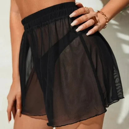 Elastic Waist Short Swimsuit Cover Up - Image 4