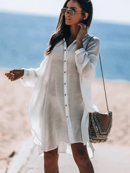 Loose Shirt Dress Swimsuit Cover Ups - Image 2