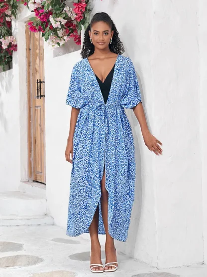Leopard Print Robe Swimsuit Cover Up - Image 3