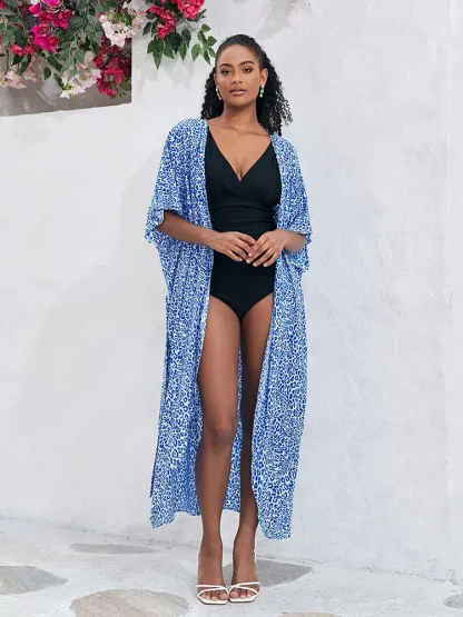 Leopard Print Robe Swimsuit Cover Up - Image 5