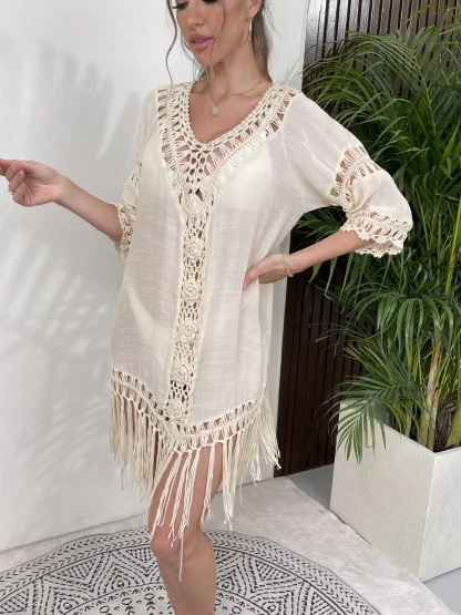 Tassel Tunic Dress Swimsuit Cover Up - Image 3