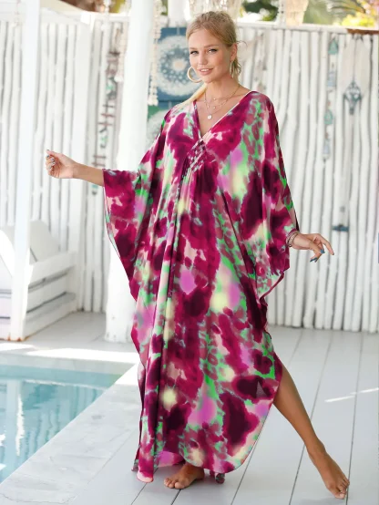 Batwing Sleeve Swimsuit Cover Up - Image 4