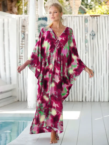 Batwing Sleeve Swimsuit Cover Up - Image 5