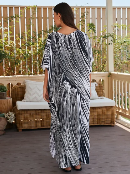 Elegant V-neck Dress Swimsuit Cover Up - Image 2