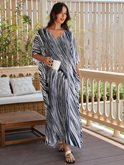 Elegant V-neck Dress Swimsuit Cover Up
