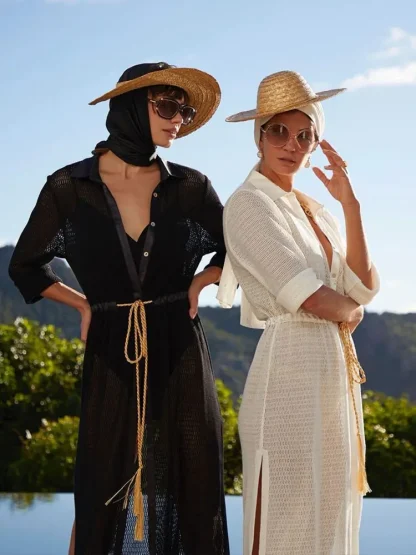 Long Knitted Dress Swimsuit Cover Up - Image 4