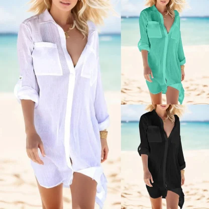 Soft Shirt Dress Swimsuit Cover Ups - Image 4