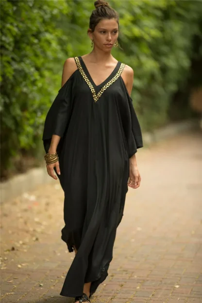 Cold-shoulder Dress Swimsuit Cover Ups - Image 3