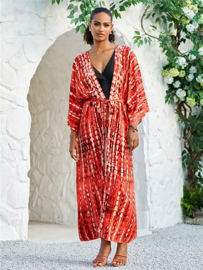 Tie Dye Open Front Swimsuit Cover Ups - Image 2
