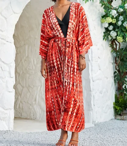 Tie Dye Open Front Swimsuit Cover Ups - Image 3