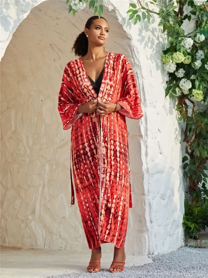 Tie Dye Open Front Swimsuit Cover Ups - Image 4