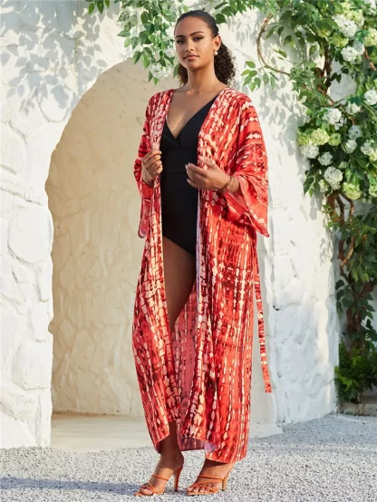 Tie Dye Open Front Swimsuit Cover Ups