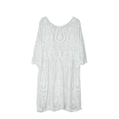 Backless Sheer Lace Swimsuit Cover Up - Image 6