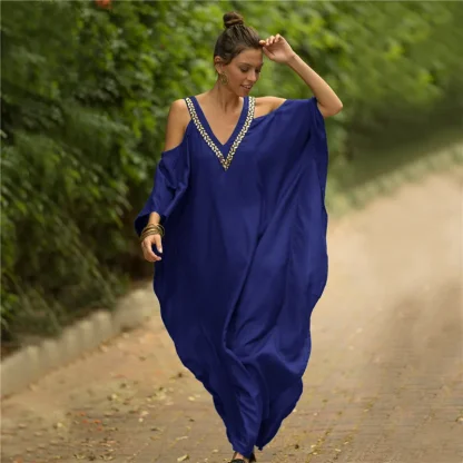 Cold-shoulder Dress Swimsuit Cover Ups - Image 5