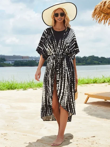 Waist Tie Robe Swimsuit Cover Ups - Image 6