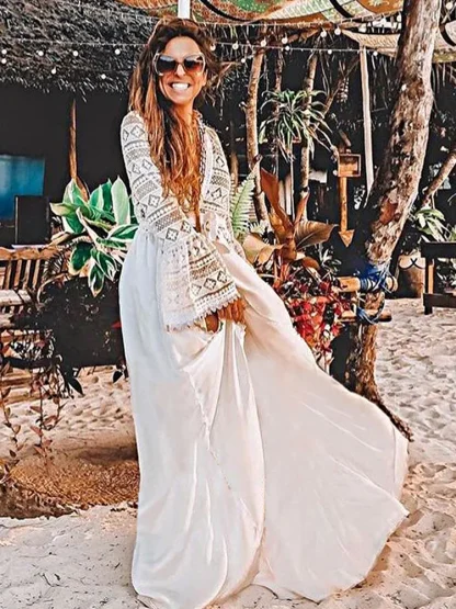 White Long Dress Swimsuit Cover Up - Image 5