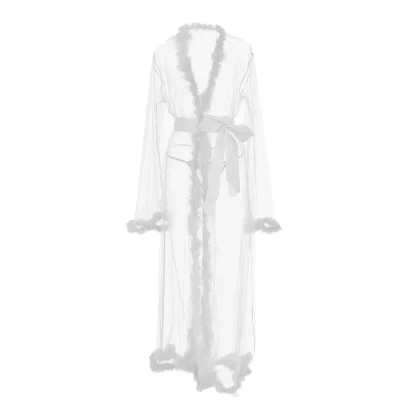 See-through Long Robe Swimsuit Cover Up - Image 5