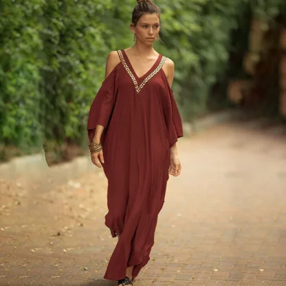 Cold-shoulder Dress Swimsuit Cover Ups - Image 7