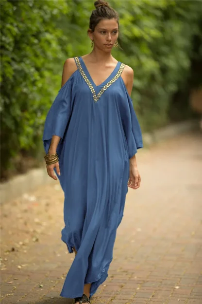 Cold-shoulder Dress Swimsuit Cover Ups - Image 6