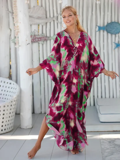 Batwing Sleeve Swimsuit Cover Up - Image 7