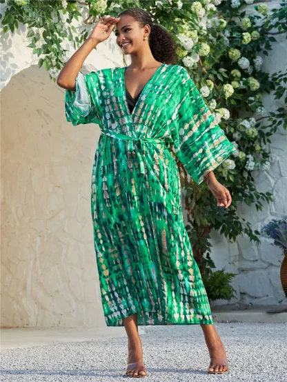 Tie Dye Open Front Swimsuit Cover Ups - Image 7
