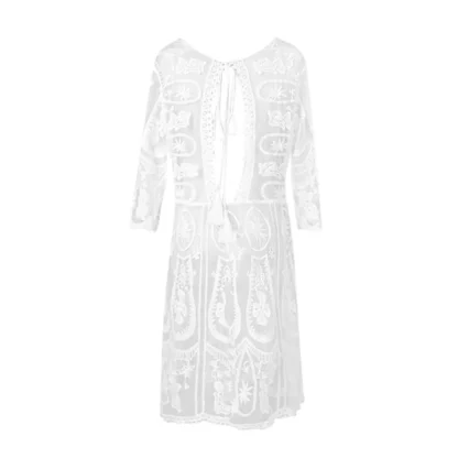 Backless Sheer Lace Swimsuit Cover Up - Image 7