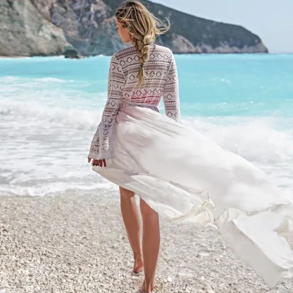 White Long Dress Swimsuit Cover Up - Image 3