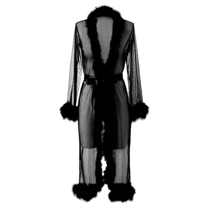 See-through Long Robe Swimsuit Cover Up - Image 4
