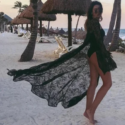 Long Sheer Lace Swimsuit Cover Up - Image 2