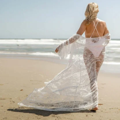 Long Sheer Lace Swimsuit Cover Up - Image 5