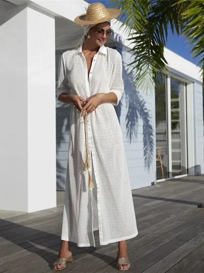 Long Knitted Dress Swimsuit Cover Up - Image 5