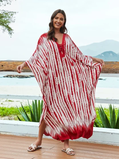 Red Tie-die Dress Swimsuit Cover Up - Image 2