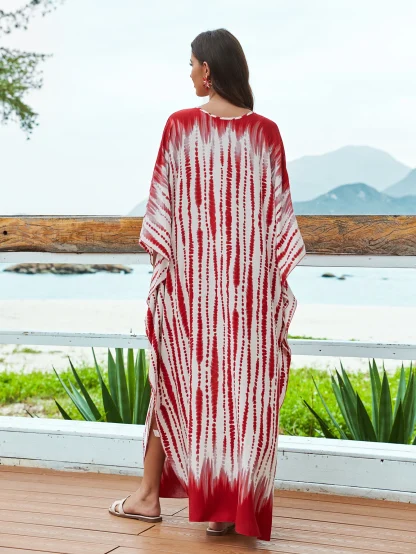 Red Tie-die Dress Swimsuit Cover Up - Image 4