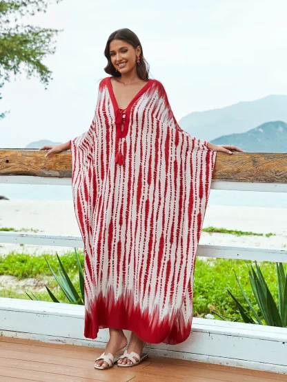 Red Tie-die Dress Swimsuit Cover Up - Image 6
