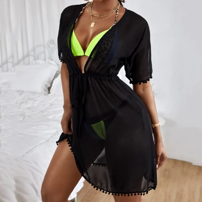 Mesh Black Dress Swimsuit Cover Up - Image 4