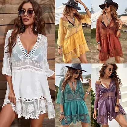 Sexy Sheer Lace Swimsuit Cover Ups - Image 7