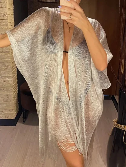 Shiny See-through Swimsuit Cover Ups