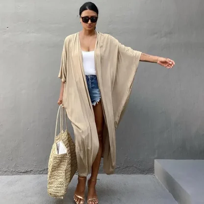 Solid Long Cardigan Swimsuit Cover Ups - Image 2