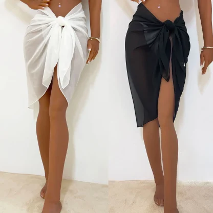 Wrap Solid Skirt Swimsuit Cover Up - Image 5